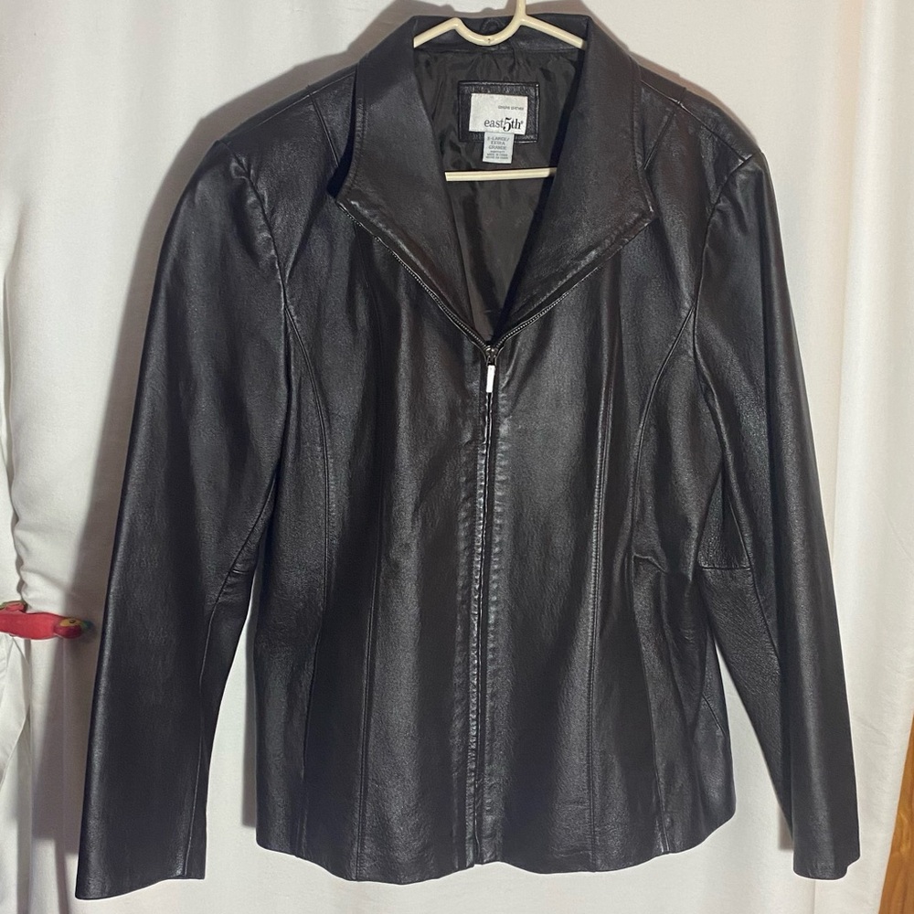 East 5th Brown Leather Jacket, Size XL